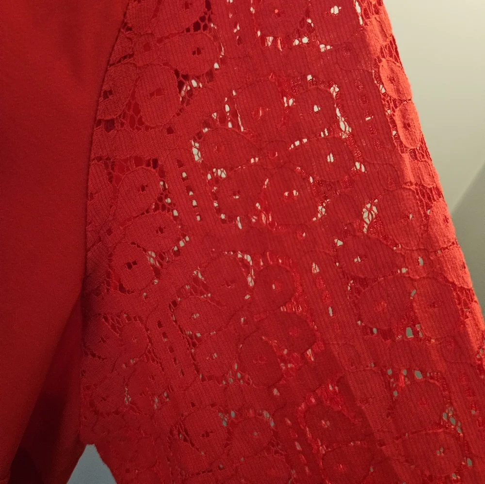 The Limited Red Lace Sleeve Blouse Women's Size 2x New With Tags - Picture 7 of 14